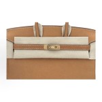 HERMES Birkin 25 Gold buckle platinum handbag 25 Women\'s Edition 1H Toffee in Taffee color